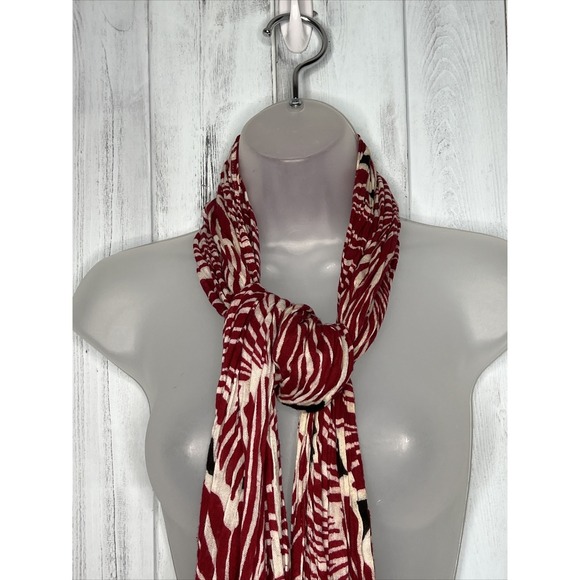 TOMMY BAHAMA BLACK WHITE RED TROPICAL FLORAL BEACH COASTAL SCARF SHAWL 24"x76" - Picture 3 of 9